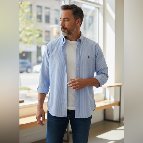 Ralph Lauren Other - RALPH LAUREN Classic Fit Button Down Blue Stripes Men’s Size Large